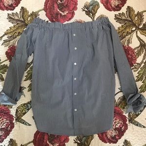 Off the Shoulder Pinstripe Top